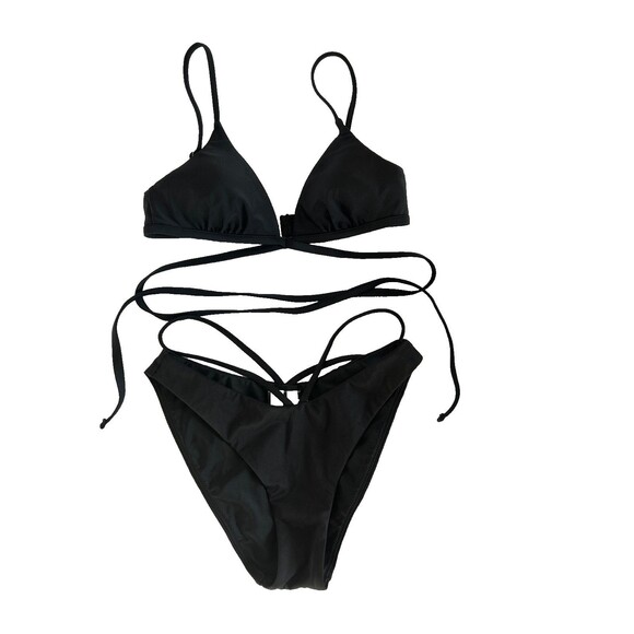 JONATHAN SIMKHAI Harlen Triangle Tie-Front Bikini Top & Emmalynn Bikini Bottom S - Picture 3 of 12